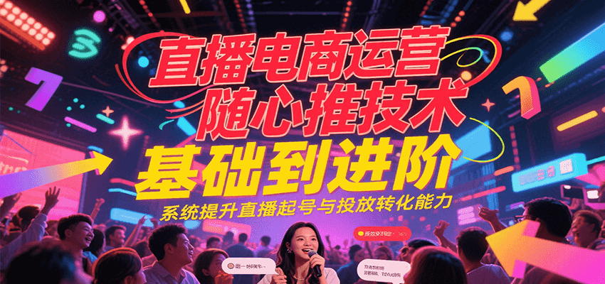直播电商运营随心推投放技术基础到进阶，系统提升直播起号与投放转化能力 - 福缘网项目